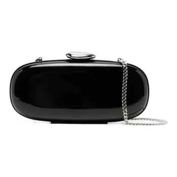 MICHAEL KORS Tina Patent Leather Clutch Bag Over The Shoulder Small Size Women's Black