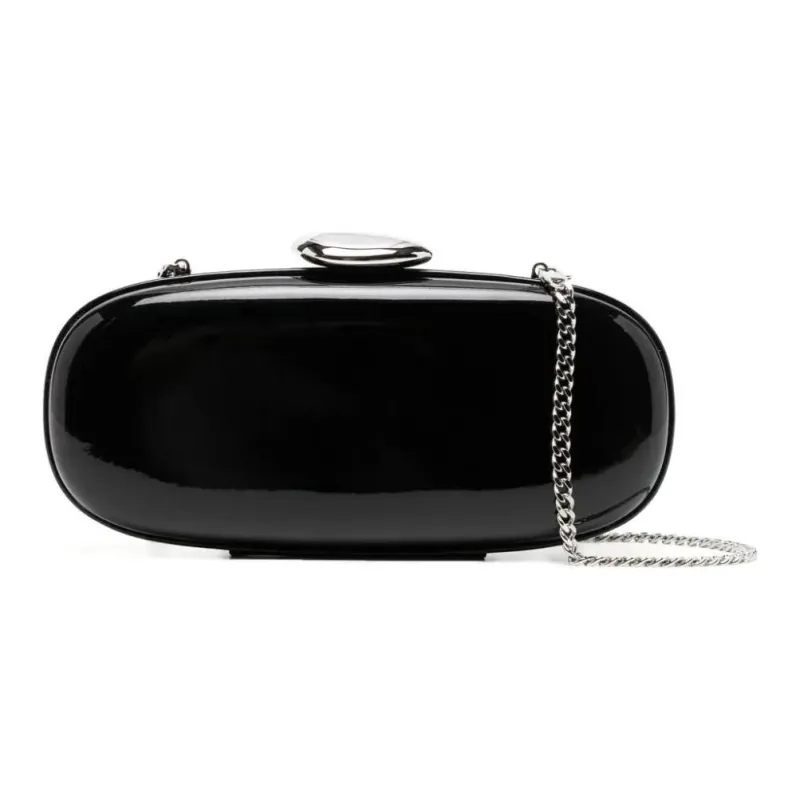 MICHAEL KORS Tina Patent Leather Clutch Bag Over The Shoulder Small Size Women's Black-0