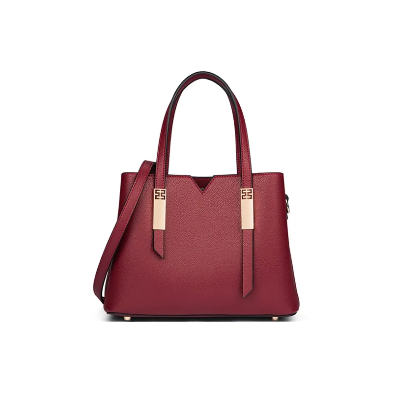 COMELY Cow Leather With Synthetic Leather Bride's Shoulder Bag Handbag Women's Burgundy-3