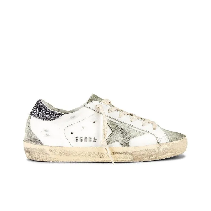 Golden Goose Super Star White Dark Grey Glitter Women's-1