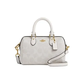 COACH Rowan PVC Artificial Leather Shoulder Bag Crossbody Bag Handbag Small Size Women's White