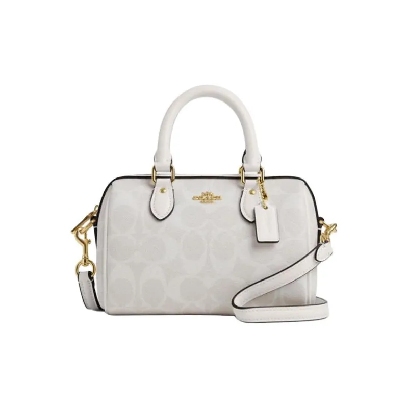 COACH Rowan PVC Artificial Leather Shoulder Bag Crossbody Bag Handbag Small Size Women's White-0