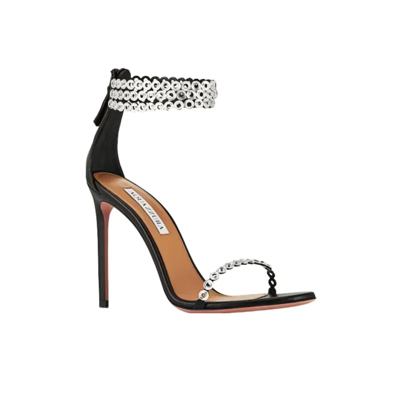 AQUAZZURA Strap Sandals 10.5cm Women's Silver Black-2