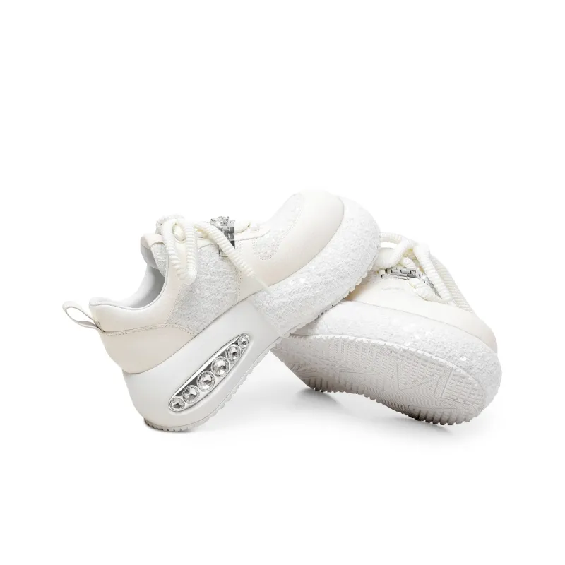 Hoov Anti-Slip And Wear-Resistant Height Increasing Low-Top Casual Shoes Women's Coconut Milk White-2