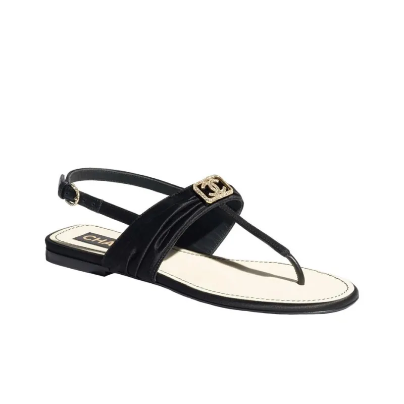 CHANEL One Strap Sandals Women's Black-1