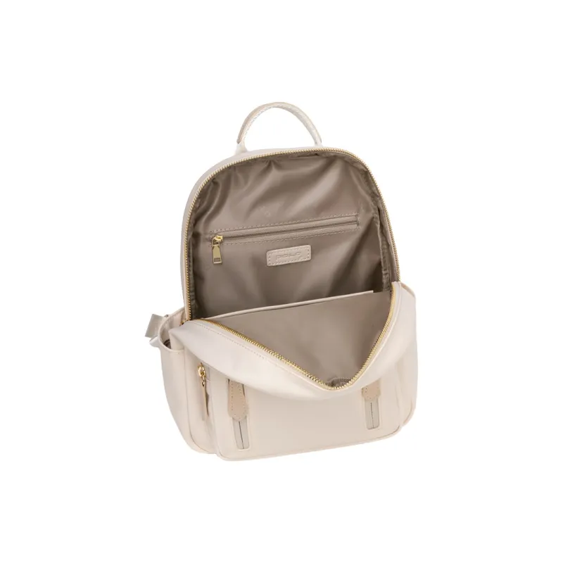 POLO Fabric Graduation Travel Backpack Medium Size Women's Ecru & Apricot/Gray & Brown-4