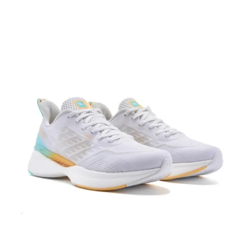 QIAODAN Popularity 11 Cushioned Slip Resistant Low Top Running Shoes Men's White/Orange-1