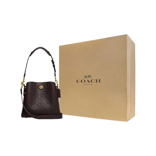 COACH Willow Polished Grained Leather Bucket Bag Handbag Shoulder Bag Crossbody Bag Medium Size Women's Black-6