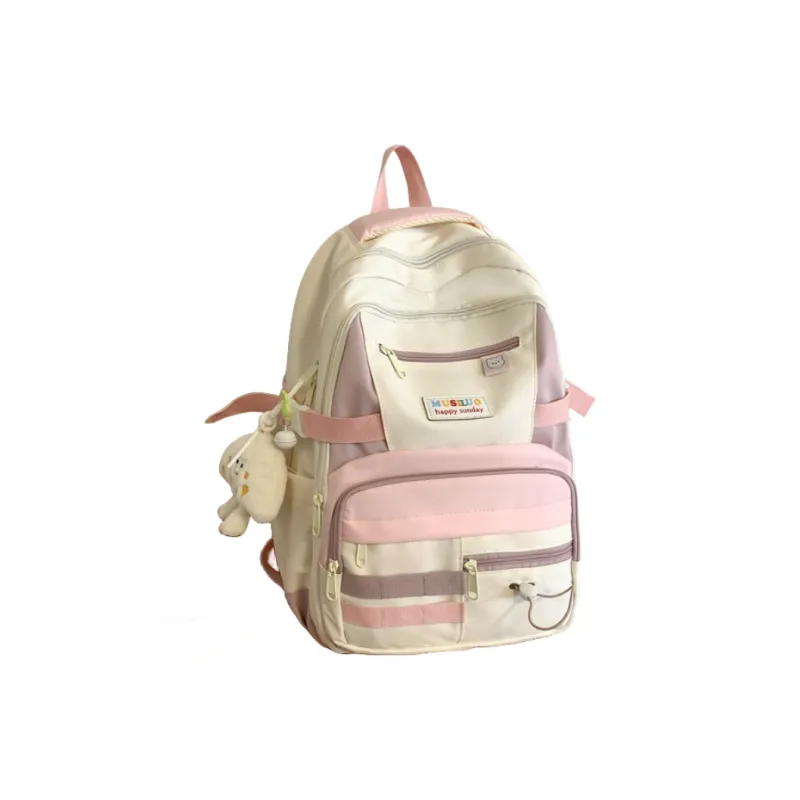 NX DOUGHNUT Nylon Backpack Backpack Large Size Unisex Yellow/Green/Pink/Black-0