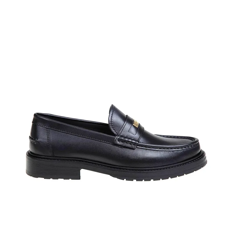 MOSCHINO Logo-lettering Leather Loafers-1