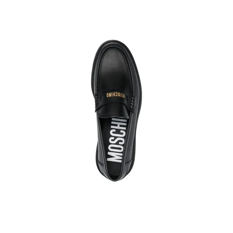 MOSCHINO Logo-lettering Leather Loafers-3