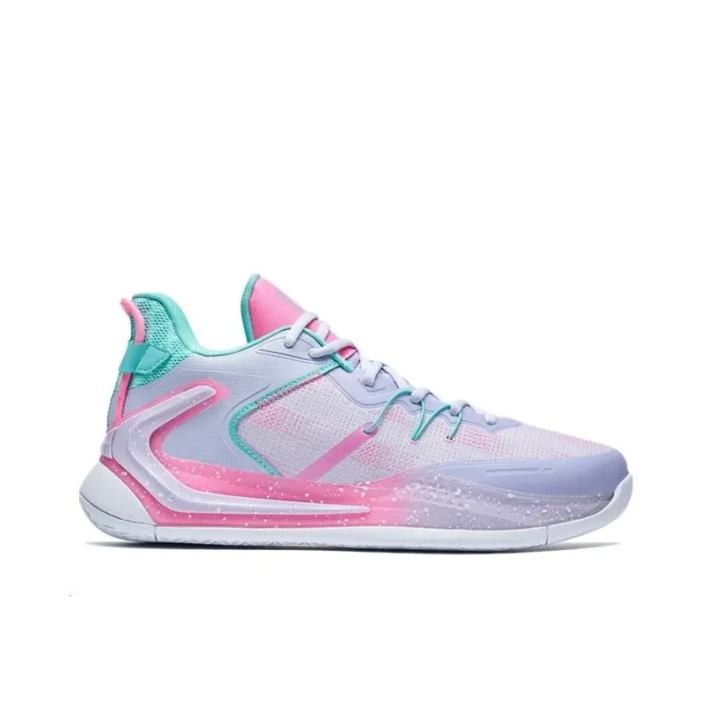XTEP Cushioning Anti-Slip And Wear-Resistant Coverage Support Low-Top Basketball Shoes Men's Purple Green-1