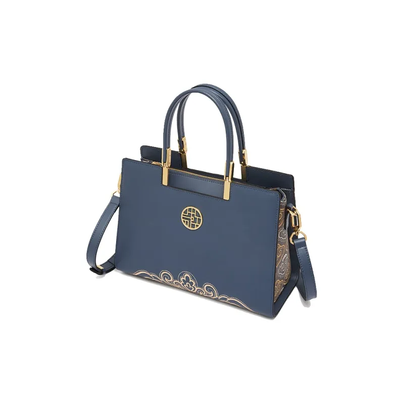 Geshiman Cow Leather Handbag Regular Women's Ecru/Royal Blue/Apricot/Burgundy-5