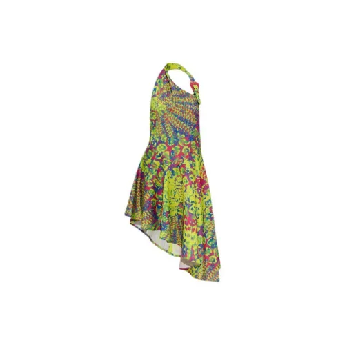 VERSACE JEANS Pattern-Printed Halterneck Asymmetric-Hem Dress