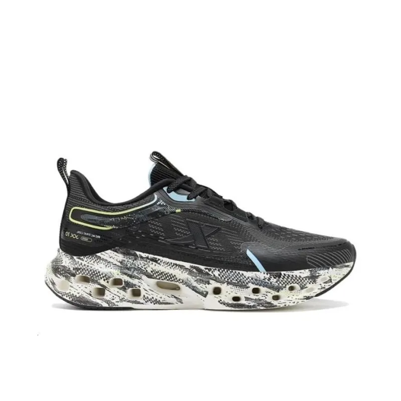 XTEP Shock Absorption Spinning 10.0 Cushioning, Wear Resistant Low Top Running Shoes Men's Black-1