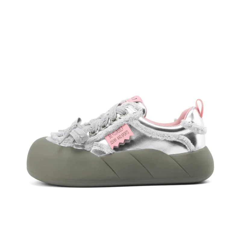 JOSINY Slip Resistant Cushioning Lightweight Breathable Low Top Skateboard Shoes White Gold/Silver Gray-0