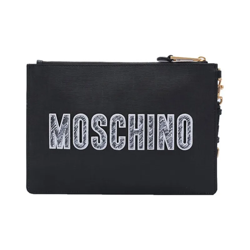 MOSCHINO PVC Clutch Women's Black-2