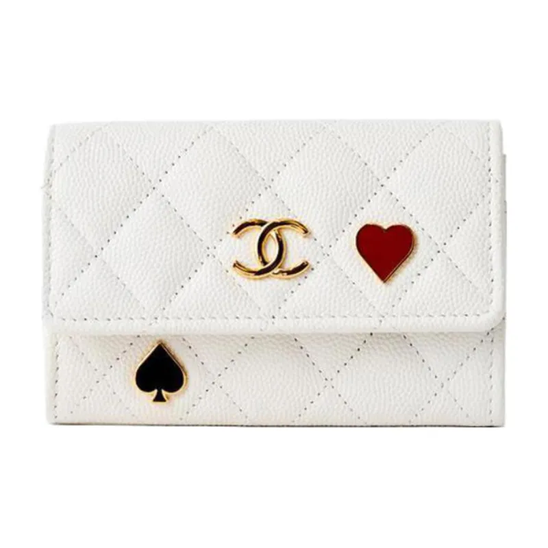 CHANEL Leather Card Holder Regular Unisex White-0
