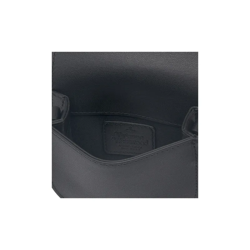 Vivienne Westwood Cow Leather Saddle Bag, Fanny Pack, Shoulder Bag, Crossbody Bag Nano Women's Black-3