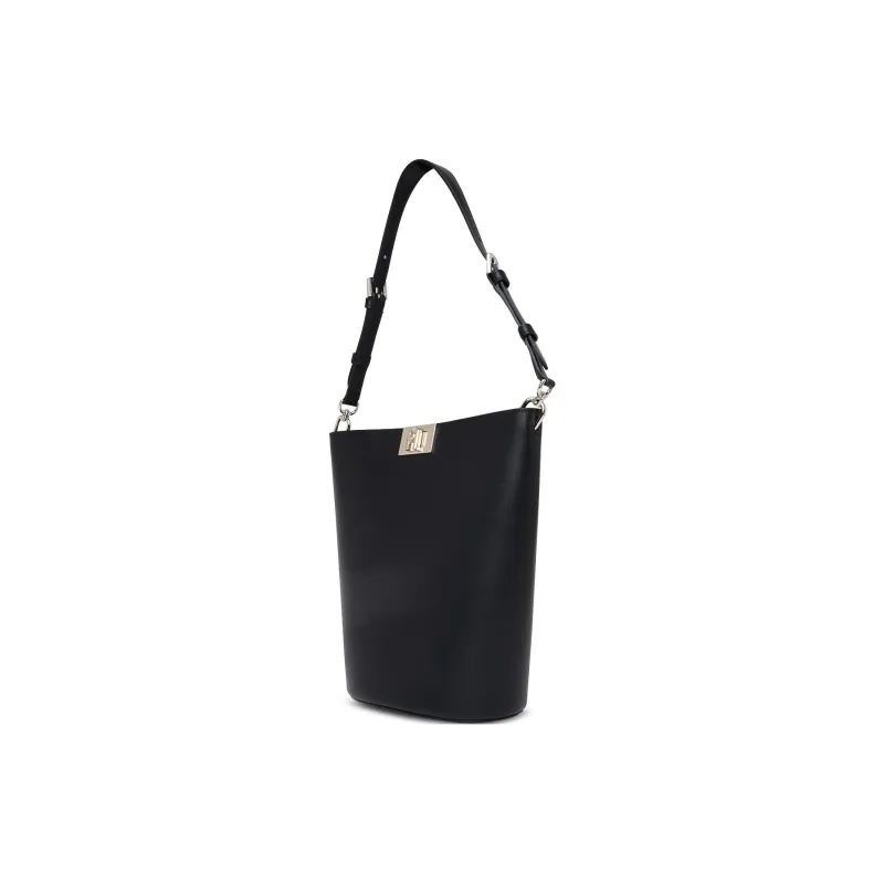 Furla Soft Calfskin Bucket Bag, Handbag, Shoulder Bag Women's Black-2