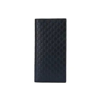 GUCCI Cow Leather Wallet Men's Dark Blue/Navy Blue