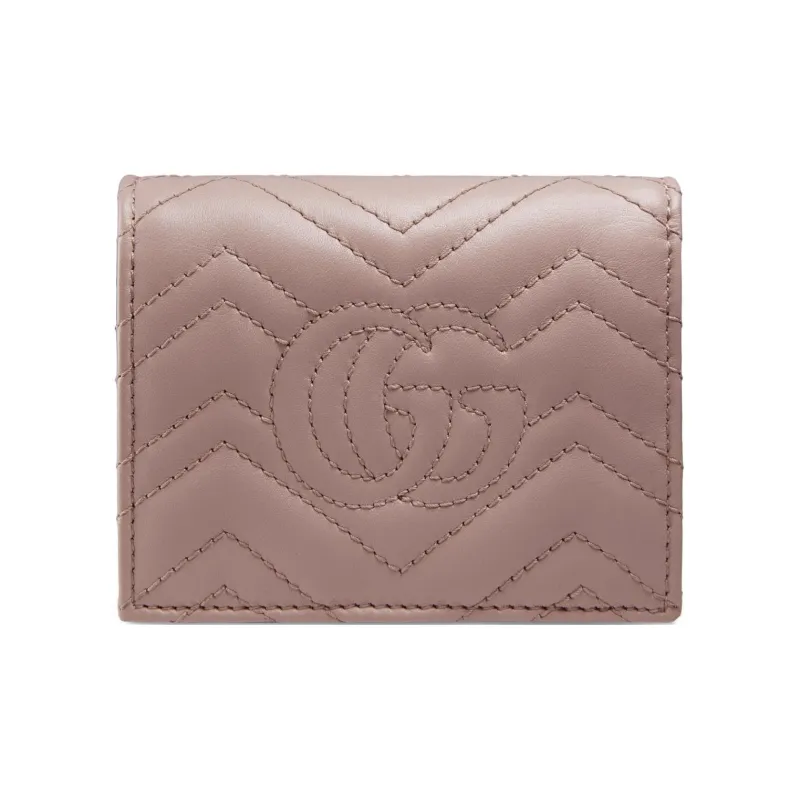 GUCCI GG Marmont Leather Wallet With Coin Pocket And Card Holder Women's Nude-1