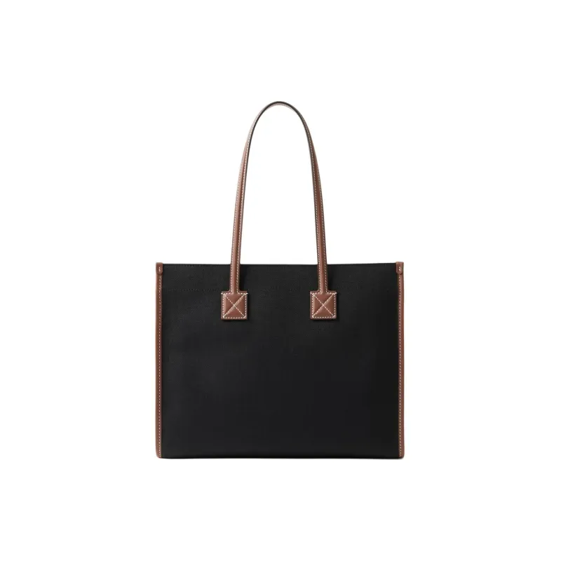 Burberry Vintage Canvas With Calfskin Tote Bag, Shopping Bag, Handbag Trumpets Women's Black/Brown-4