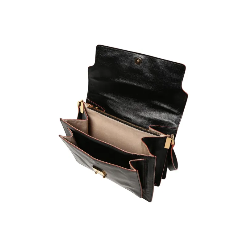 MARNI Patent Leather Calfskin Trunk Bag Shoulder Bag Women's Black-5