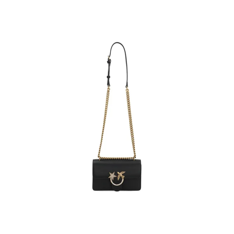 PINKO LOVE Series Leather Crossbody Bag, Shoulder Bag Women's Black-4