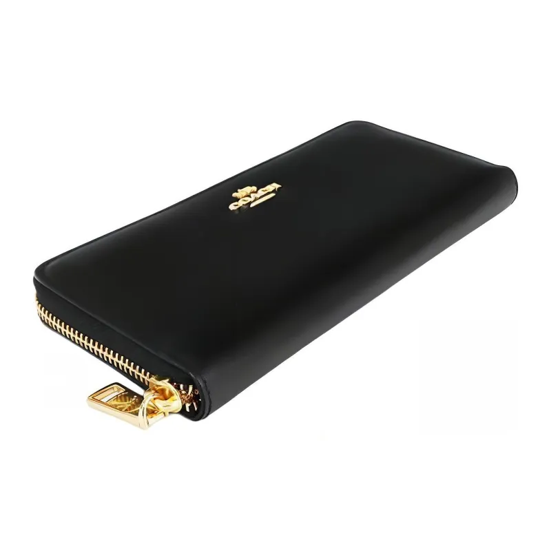 COACH Accordion Zip Calfskin Clutches Wallets Small Size Men's Black-1