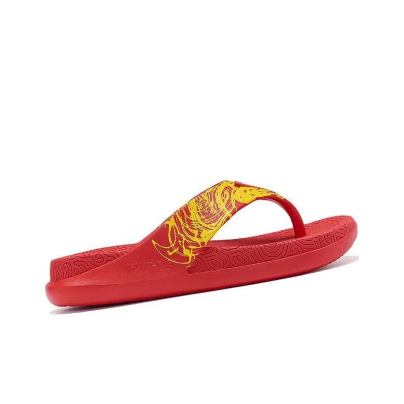 PEAK Rubber Sole Stitching Quiet Slide Slippers Men's Red-2