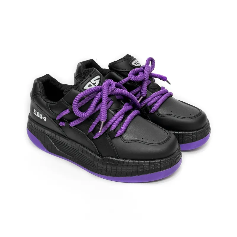 SLNU 3 Coverage Slip Resistant Cushioning Wear Resistant Height Increasing Low Top Skateboard Shoes Men's Black Purple-2