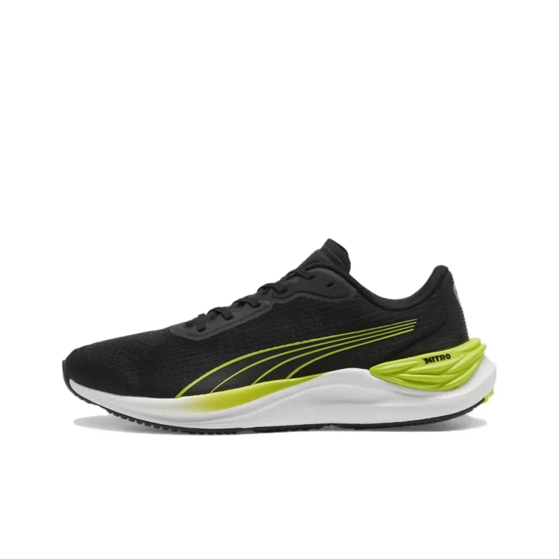 PUMA Electrify Nitro 3 Slip Resistant Low Top Running Shoes Men's Black Green White-0