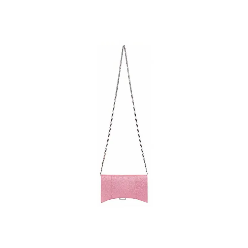 Balenciaga Hourglass Xs Wallet On Chain In Sparkling Fabric Pink-4