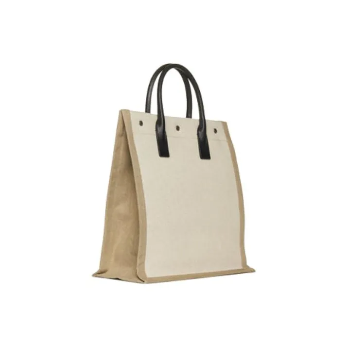 SAINT LAURENT Canvas Tote Bag, Shopping Bag, Handbag Men's Beige-2