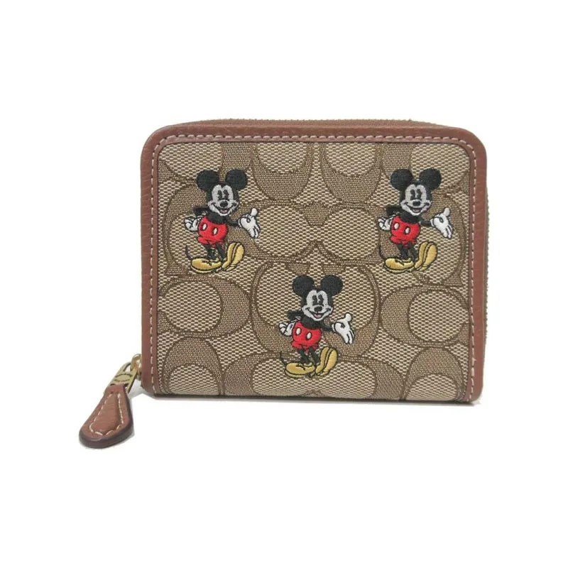 COACH Pebble Leather Coin Purse Wallet Mini Women's Brass & Khaki & Rosewood Multicolor-2