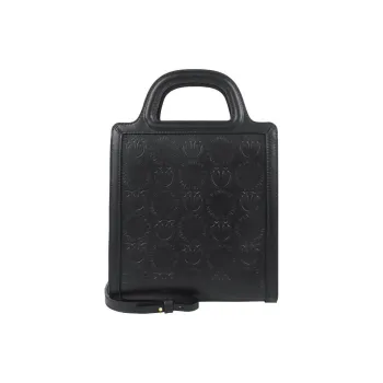 PINKO PVC File Folder Bag Handbag Shoulder Bag Crossbody Bag Medium Size Women's Black