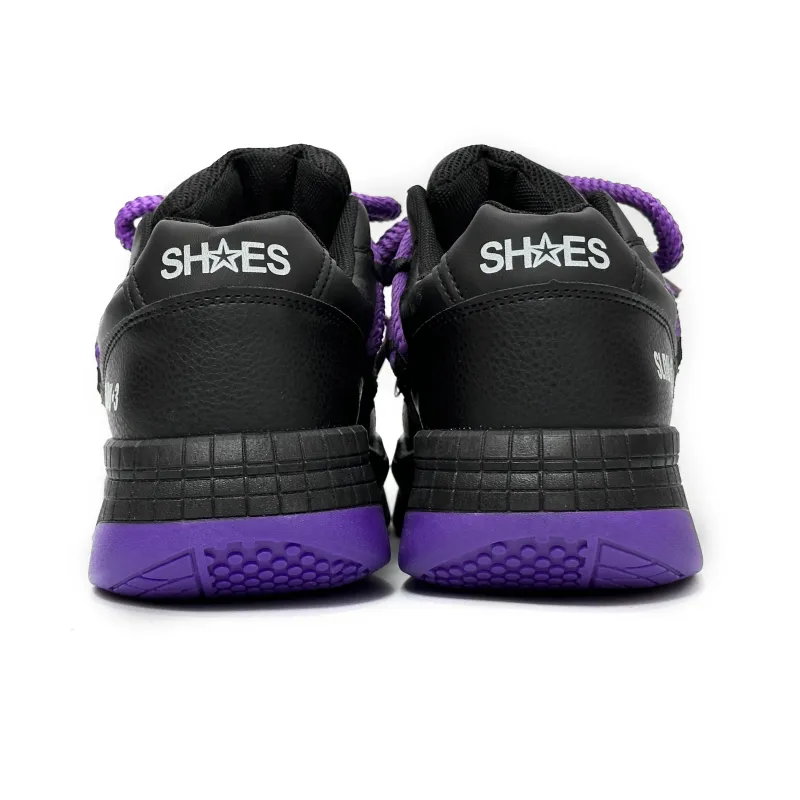 SLNU 3 Coverage Slip Resistant Cushioning Wear Resistant Height Increasing Low Top Skateboard Shoes Men's Black Purple-4