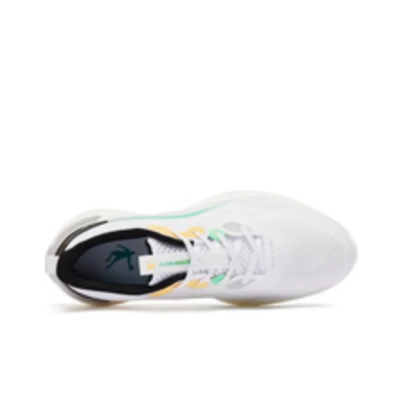QIAODAN Cushioning Wear-Resistant Low-Top Running Shoes Men's White Green Yellow-3