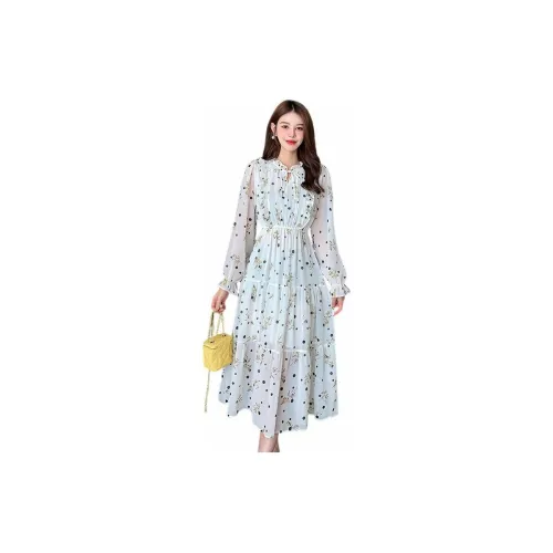 Mochahome Long-Sleeved Dresses Women's White