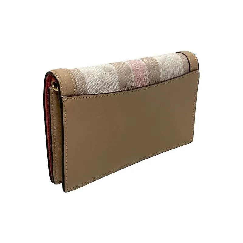 COACH Jacquard Canvas With Leather Small Square Bag, Crossbody Bag Trumpets Women's Khaki & Multicolor Stripes-5