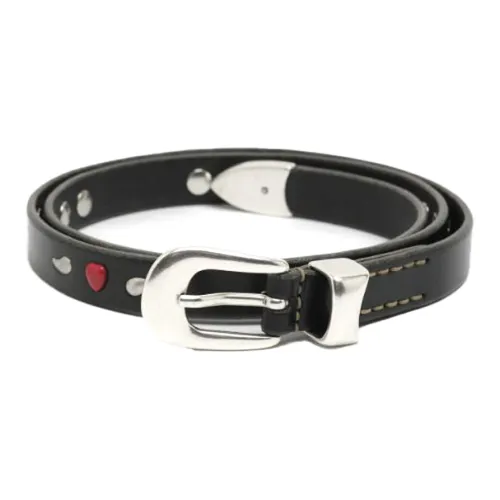 OUR LEGACY Heart Pin Buckle Leather Belts Men's Black Width: 2CM