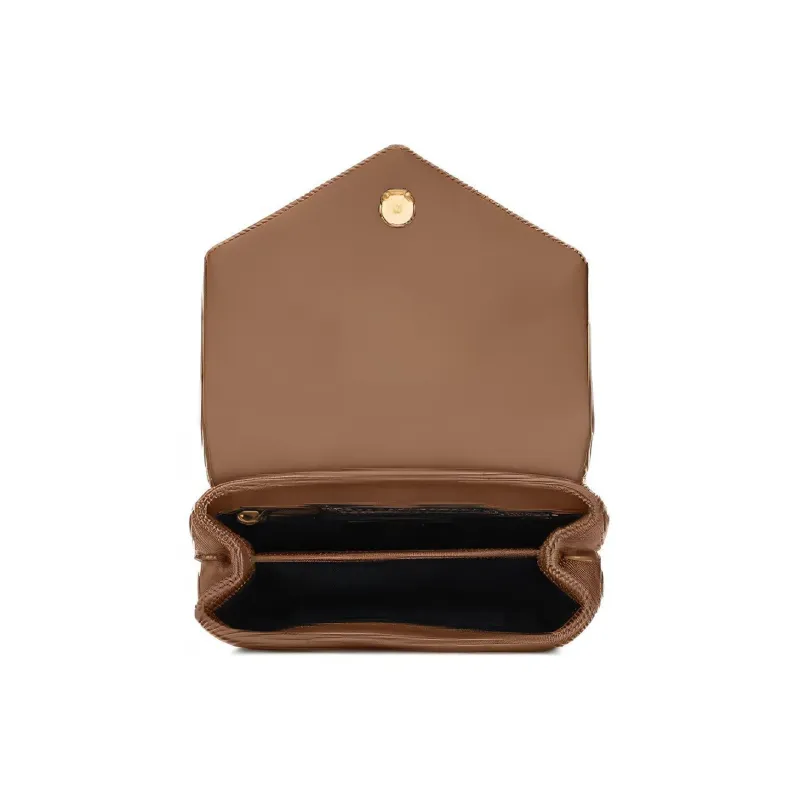 SAINT LAURENT Cow Leather Crossbody Bag Shoulder Bag Mini Women's Taupe-5