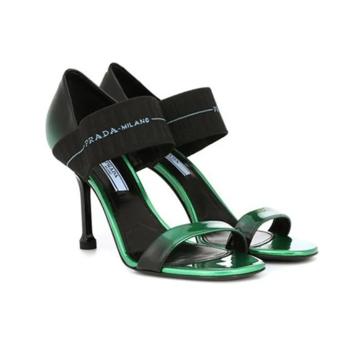 PRADA Strap Sandals Women's Green Black-3