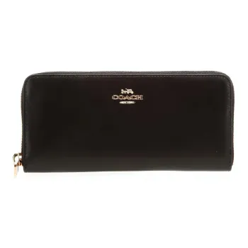 COACH Accordion Zip Calfskin Clutches Wallets Small Size Men's Black