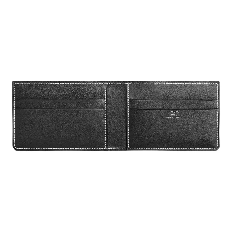 HERMES Evergrain Calfskin Card Holder Men's 89 Noir Black-1
