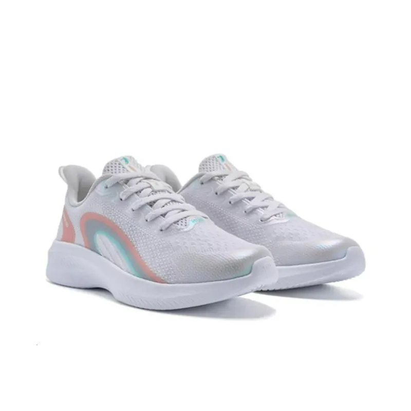 QIAODAN Cushioning Low Top Running Shoes Women's White Pink-1