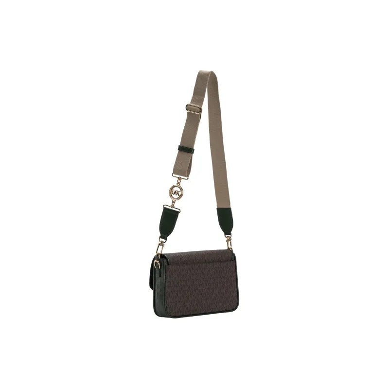 MICHAEL KORS Bradshaw Polyester Crossbody Bag Women's Dark Brown & Green-5
