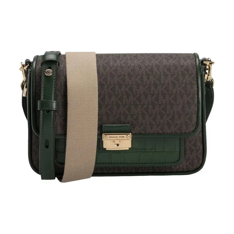 MICHAEL KORS Bradshaw Polyester Crossbody Bag Women's Dark Brown & Green-4