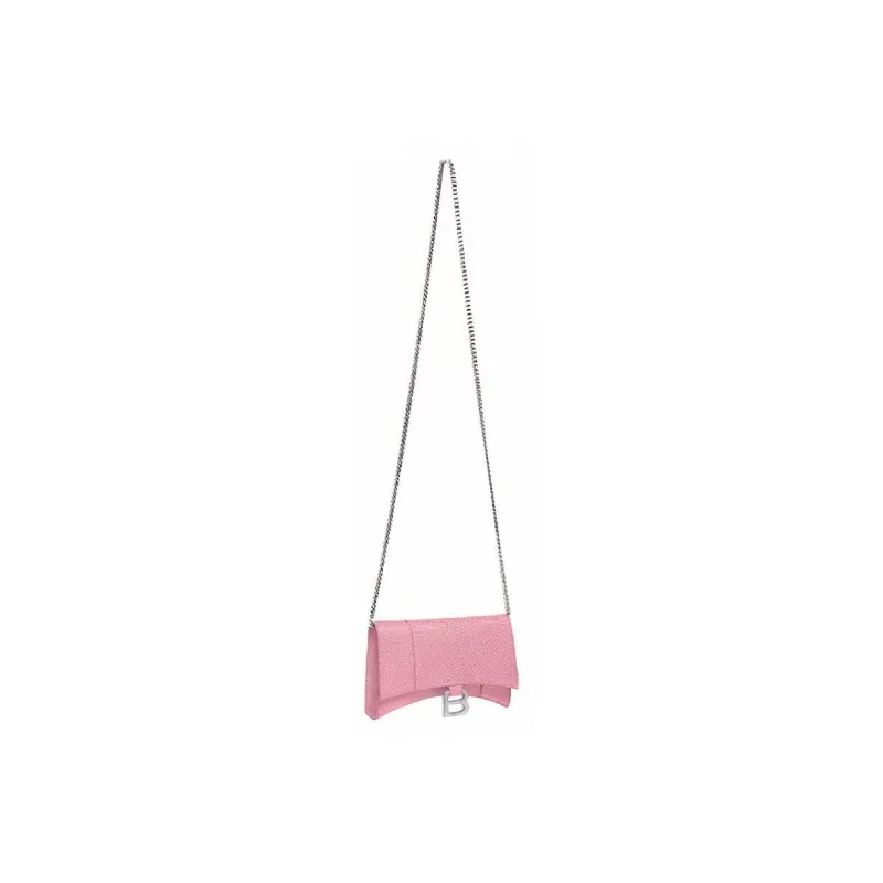 Balenciaga Hourglass Xs Wallet On Chain In Sparkling Fabric Pink-2